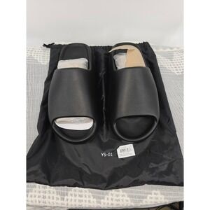 YS-01 Black Slide Sandals Mens Size 10 Comfort Foam Slip On Shoes with Dust Bag